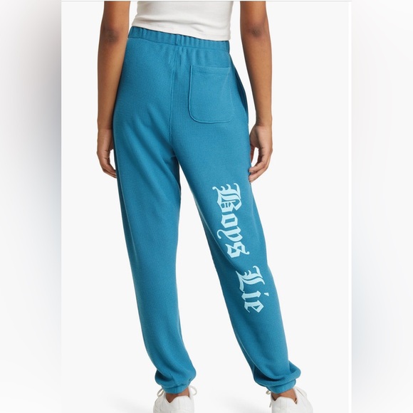 Boys Lie Blue Waffle Knit Cotton Relaxed Sweatpants - Picture 2 of 11